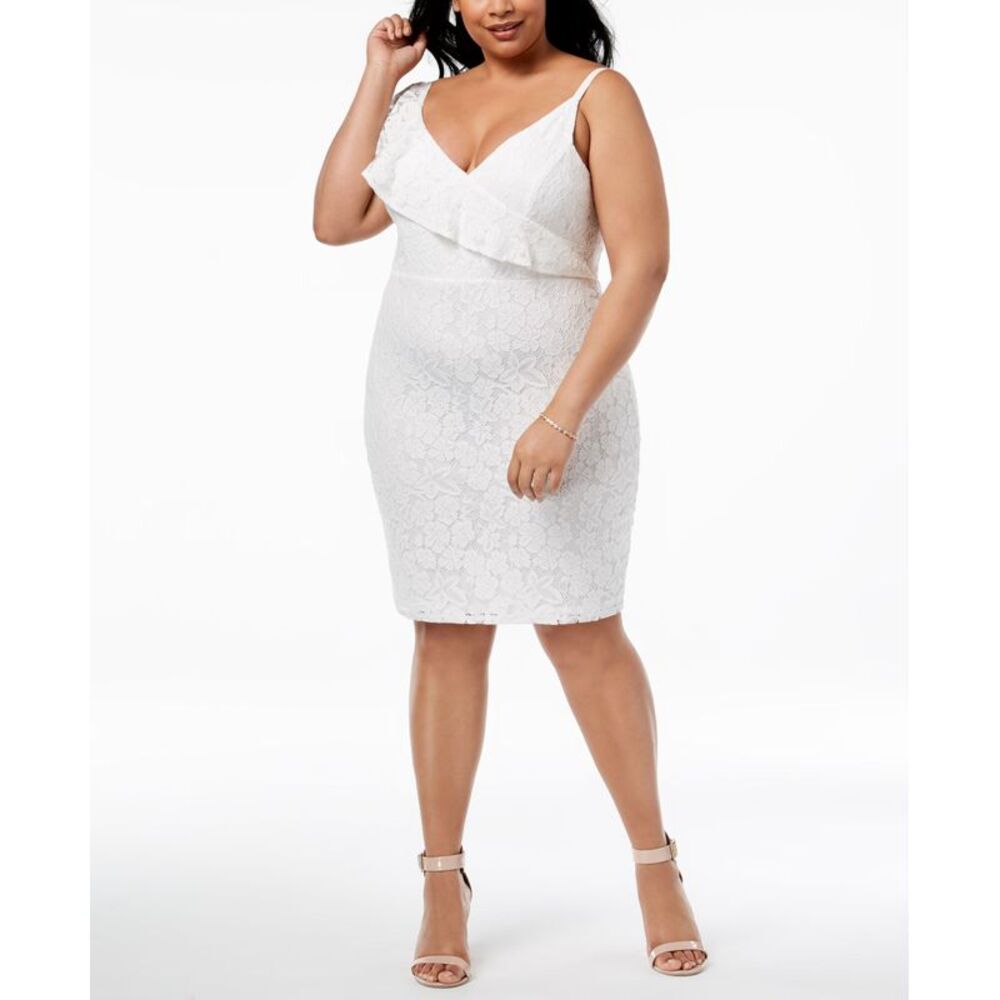 Soprano Trendy Plus Size Ruffled Lace Bodycon Dress